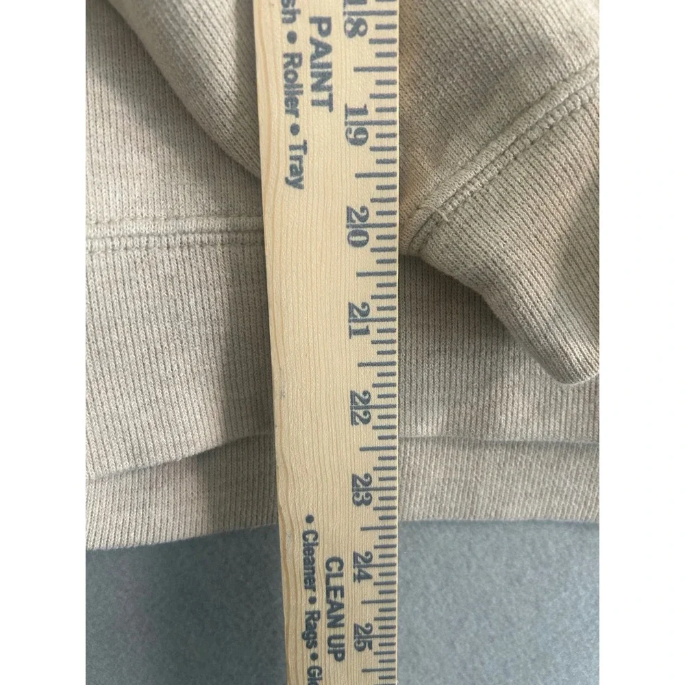 Polo Ralph Lauren Full Zip Hoodie Mens Large Beige Tan Ribbed Cotton Pony Logo